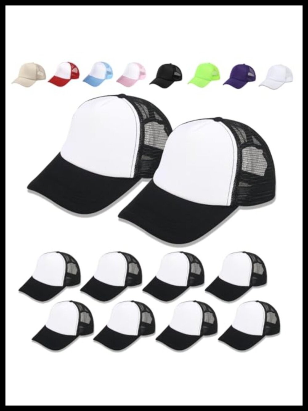 10 Pack Sublimation Blank Trucker Hat Mesh Back Adjustable Snapback Cap for DIY